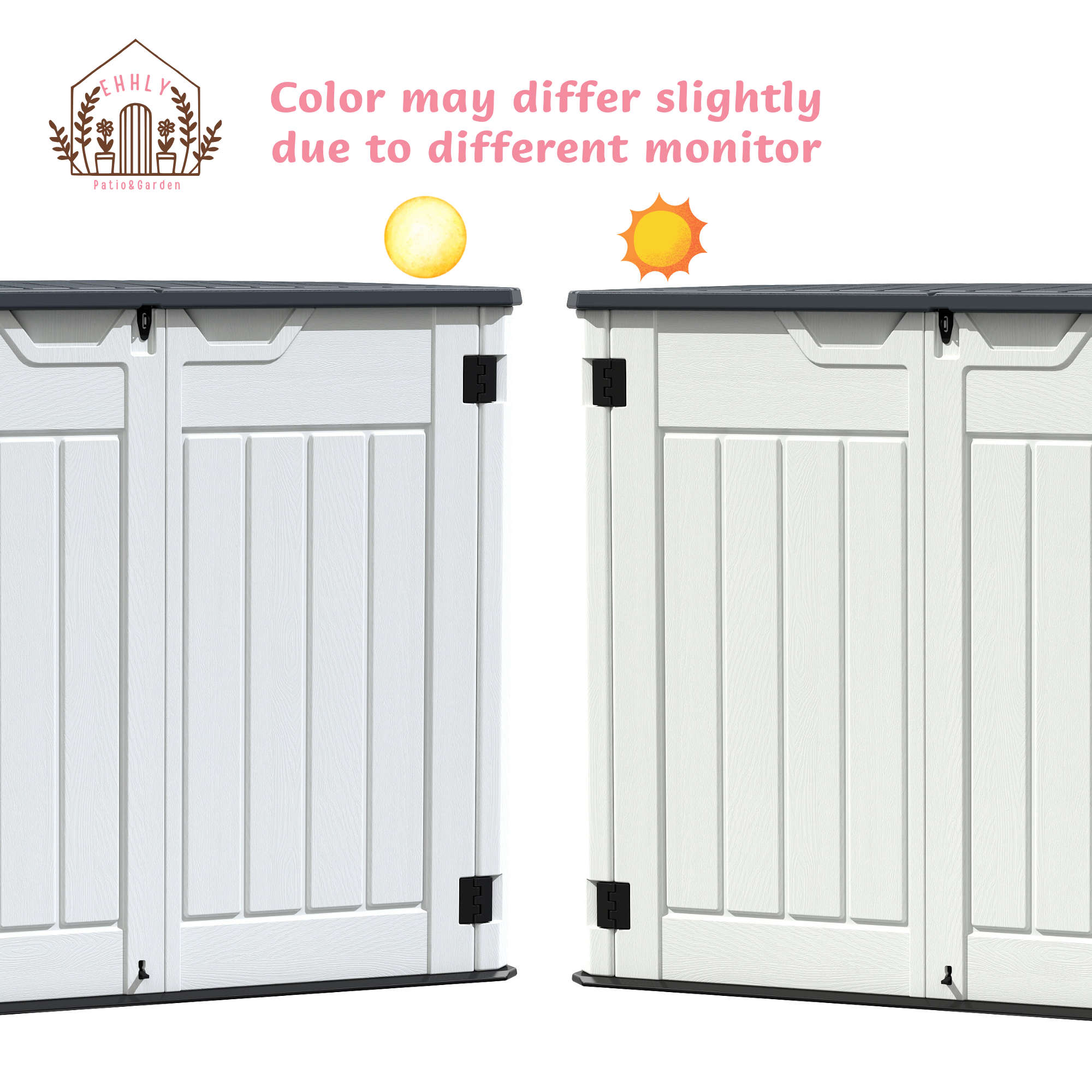 EHHLY 47 Cuft Outdoor Storage Shed with Floor, w/o Shelf