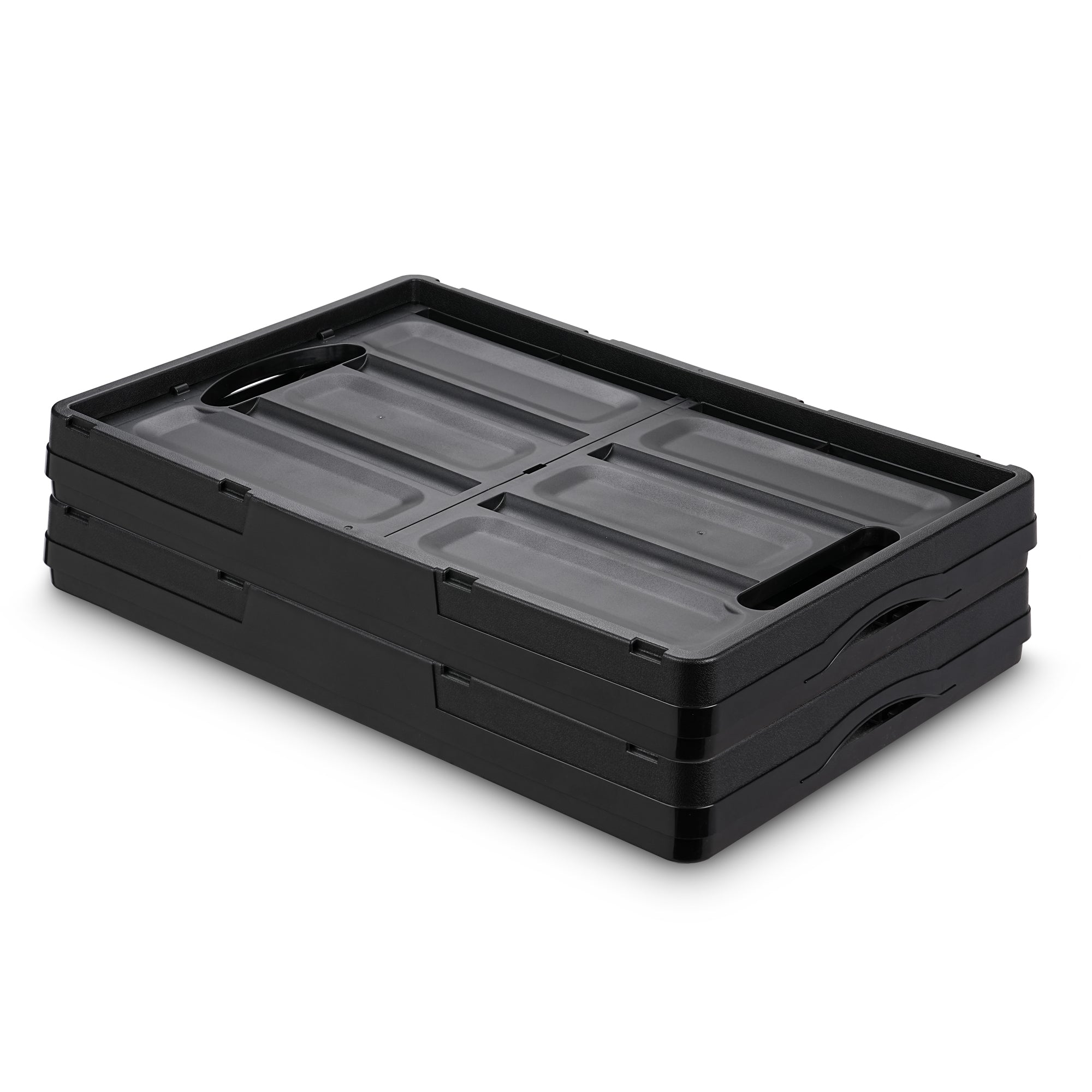 EHHLY 46L Collapsible Storage Bins(No Lid), Foldable Plastic Milk Crates for Storage, 2 Pack, Black