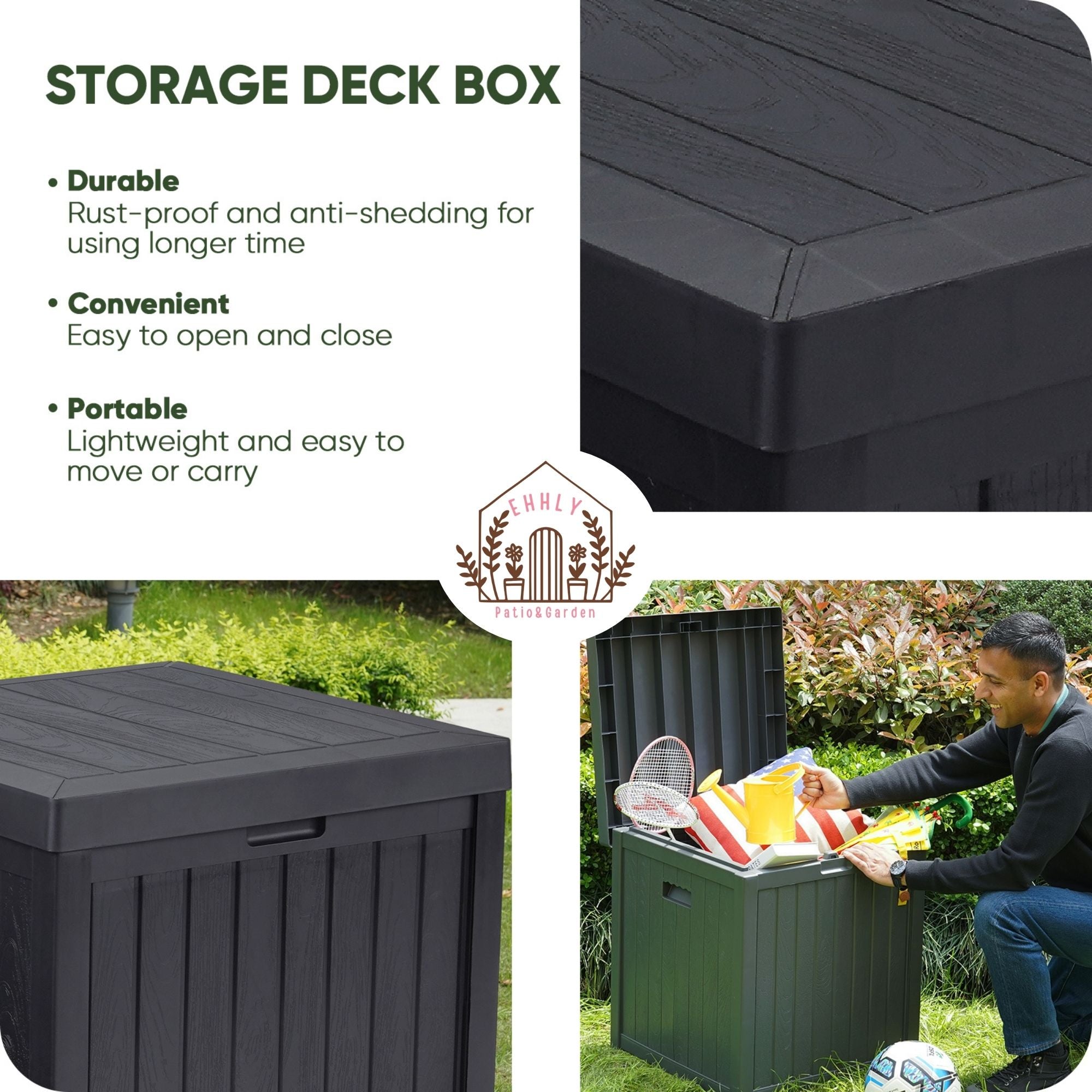 EHHLY 51 Gallon Deck Box, Black