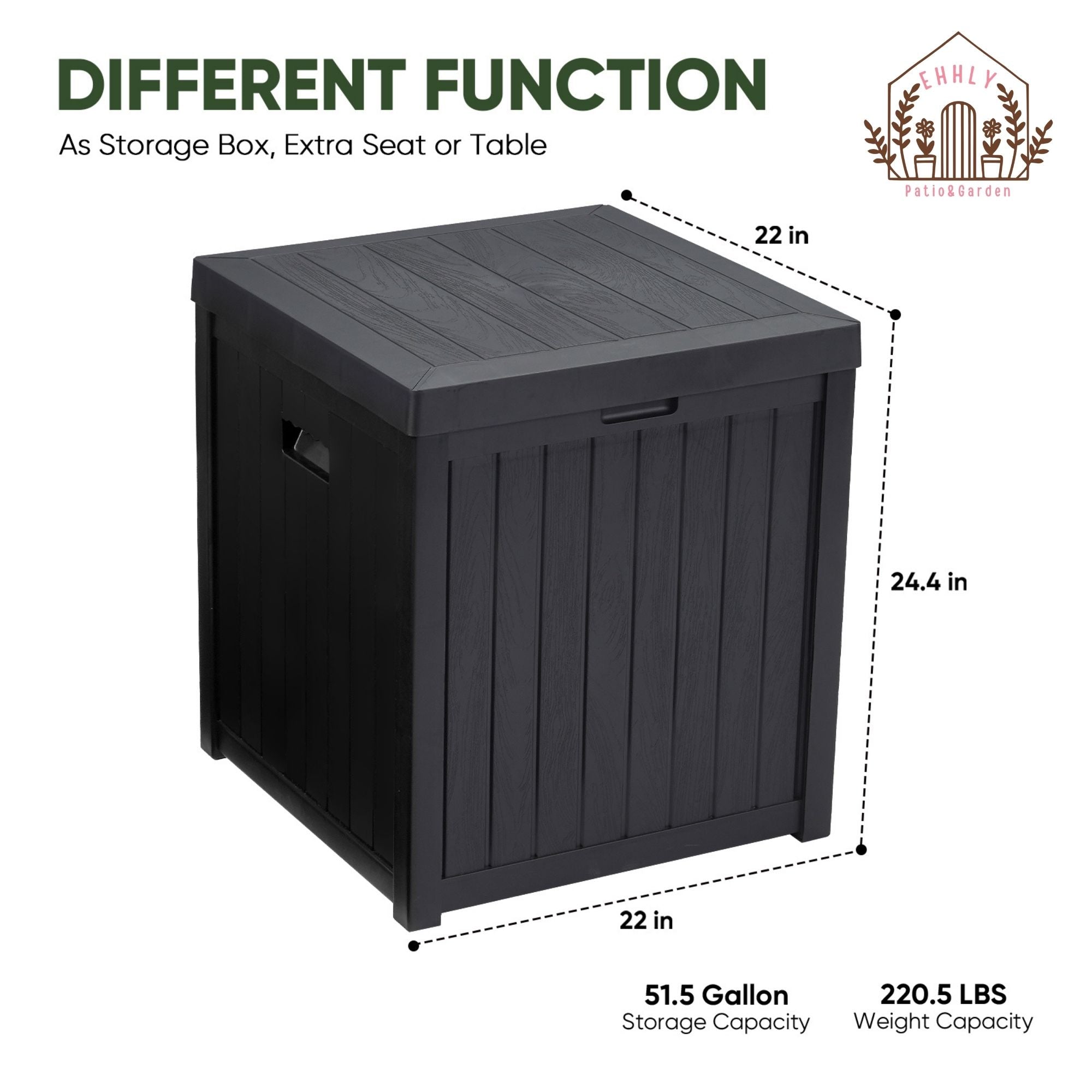 EHHLY 51 Gallon Deck Box, Black