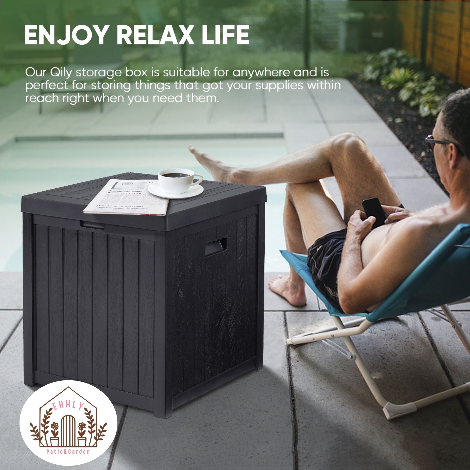 EHHLY 51 Gallon Deck Box, Black