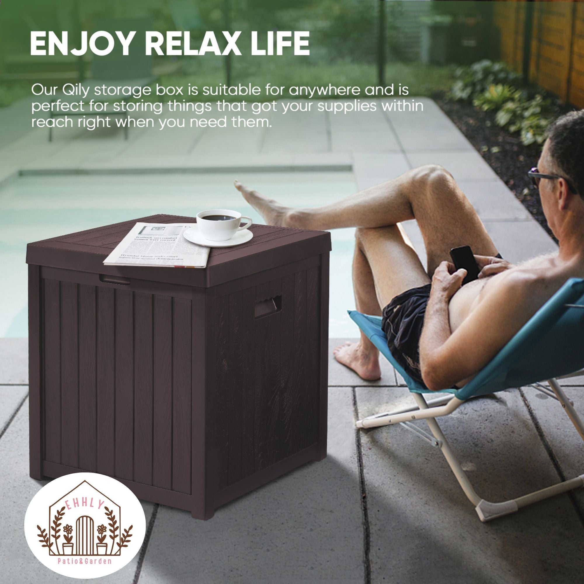 EHHLY 51 Gallon Deck Box, Brown