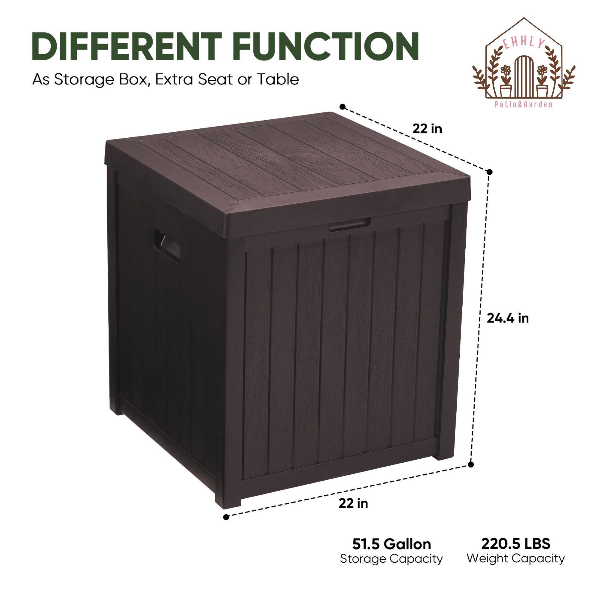 EHHLY 51 Gallon Deck Box, Brown