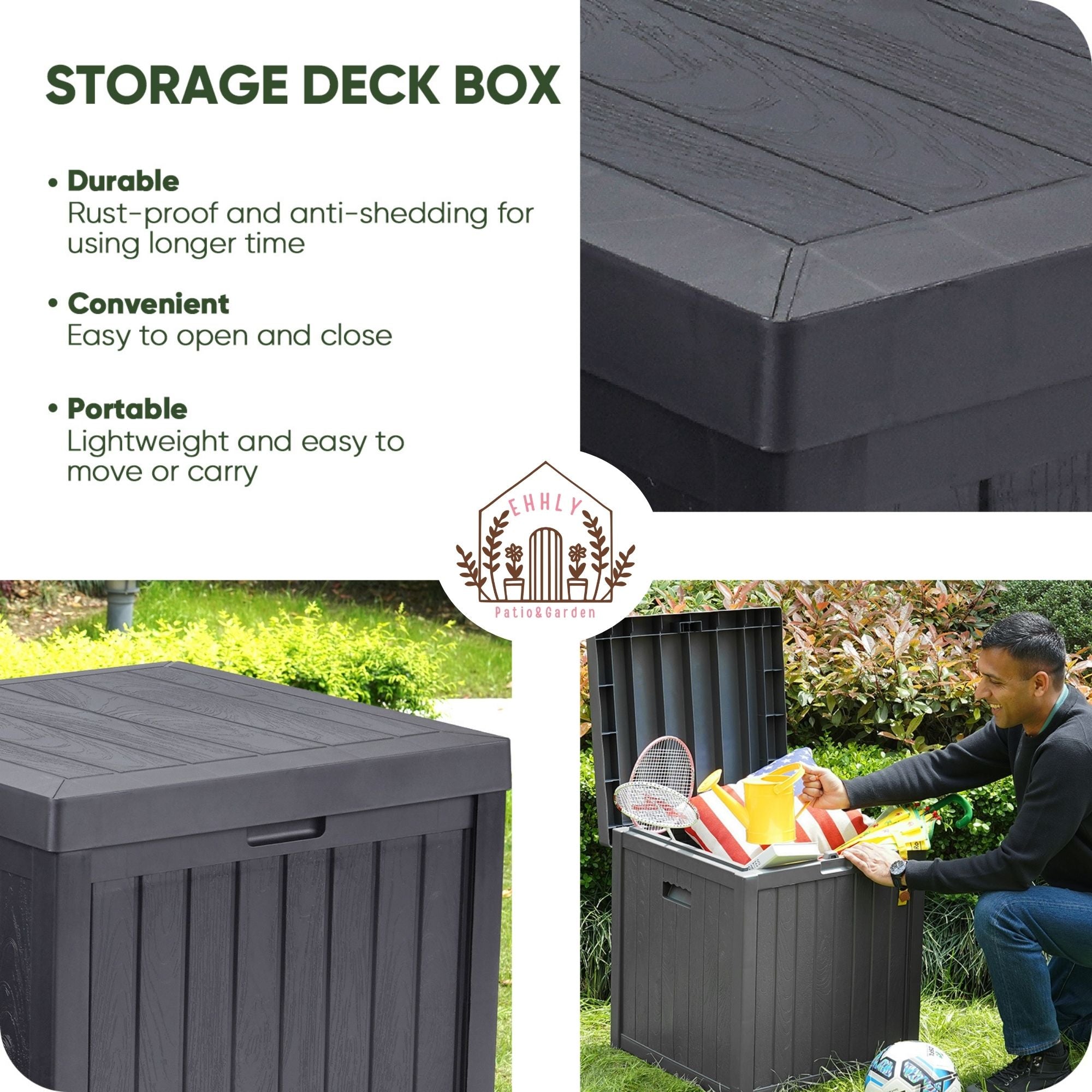 EHHLY 51 Gallon Deck Box, Grey