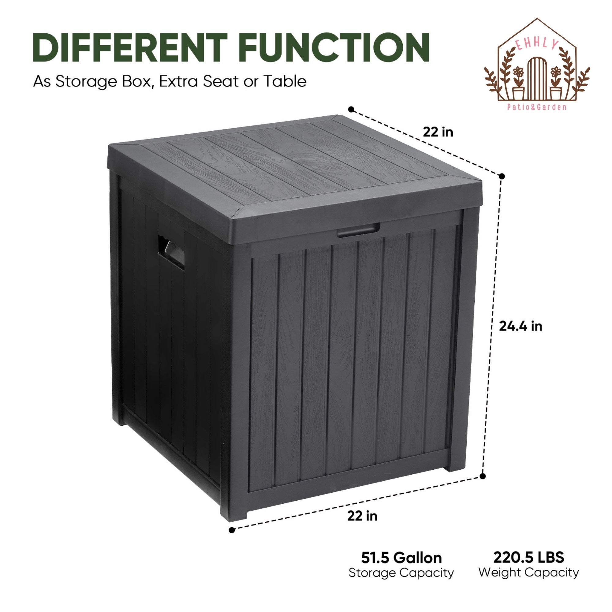 EHHLY 51 Gallon Deck Box, Grey