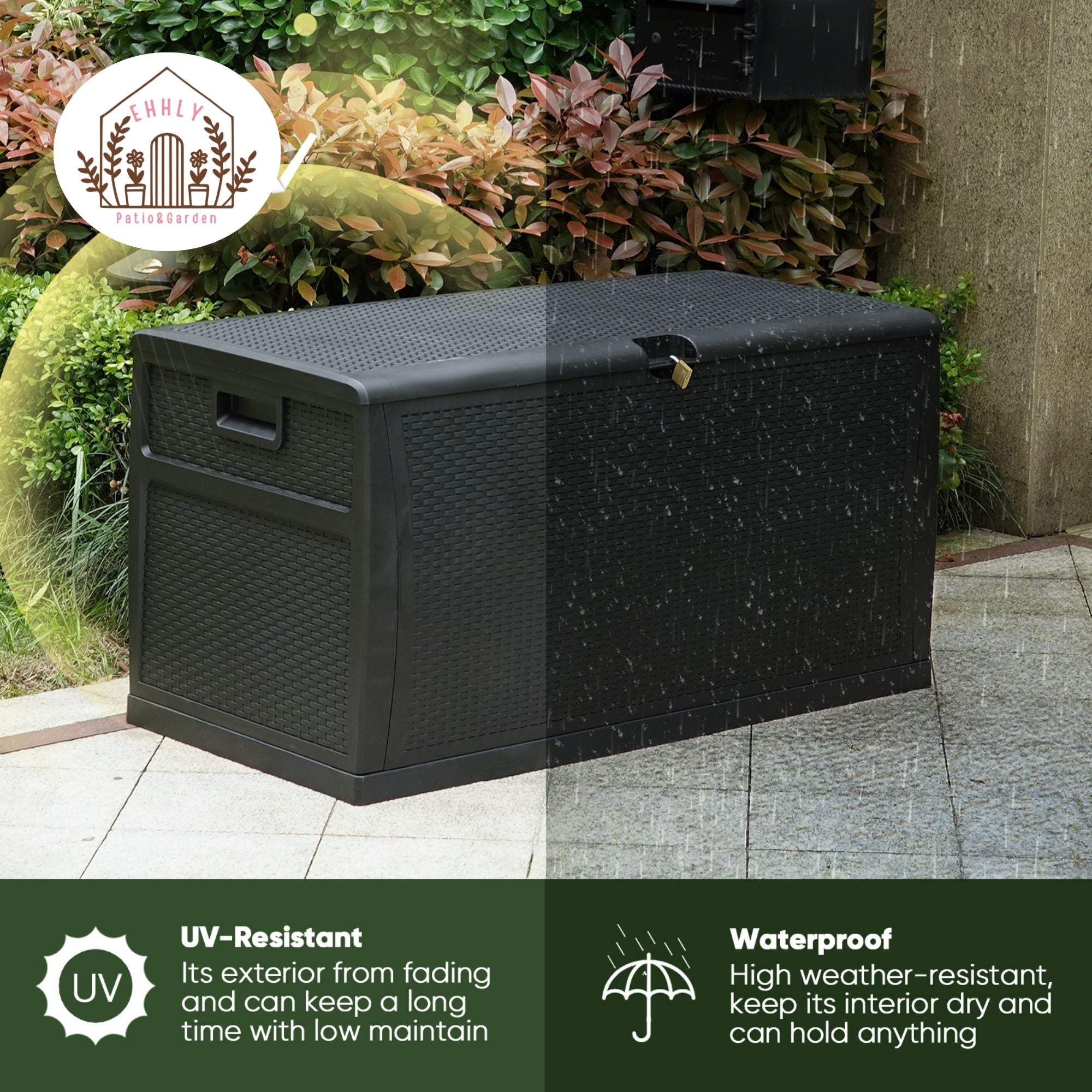 EHHLY 121 Gallon Outdoor Storage Box Large, Black