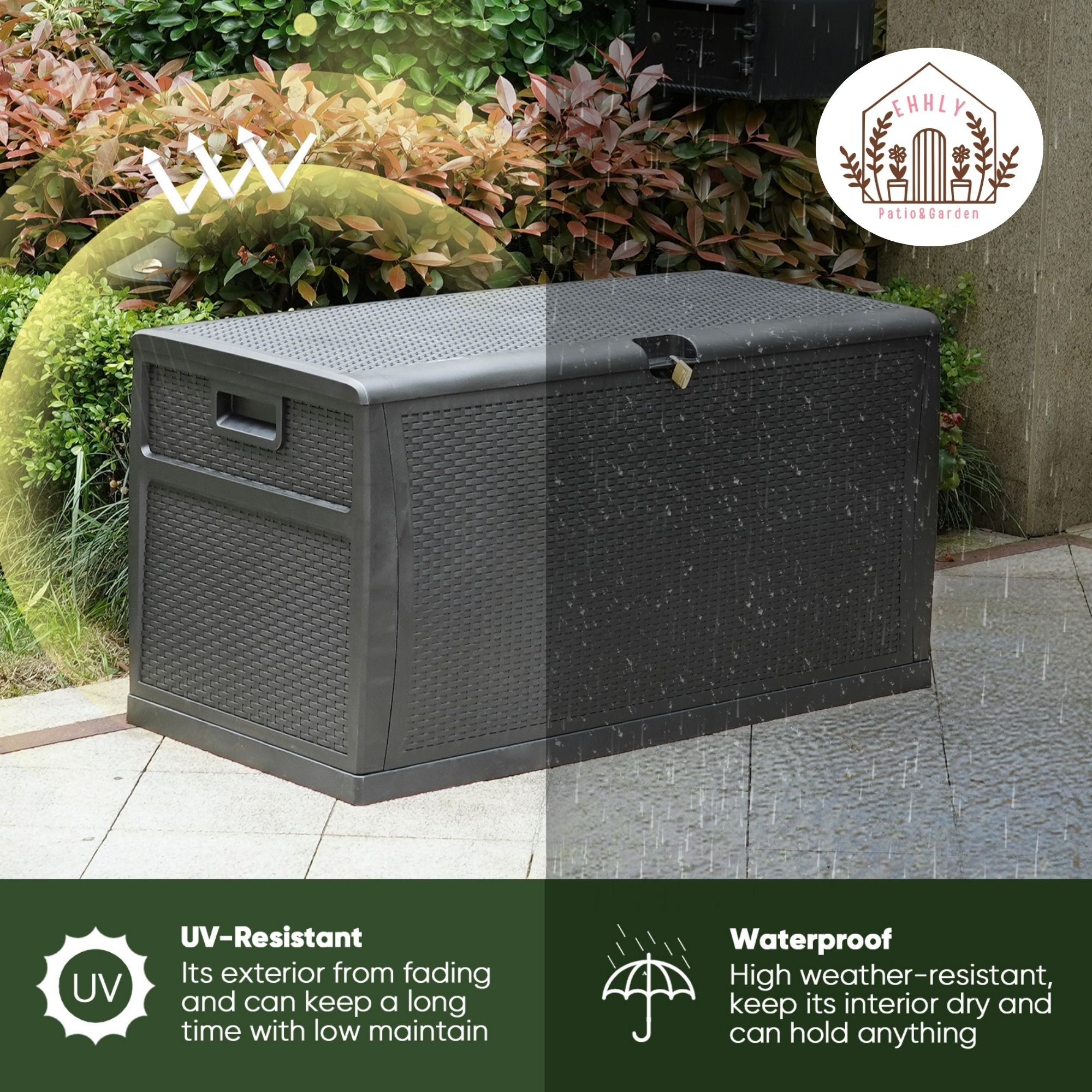 EHHLY 121 Gallon Outdoor Storage Box Large, Grey