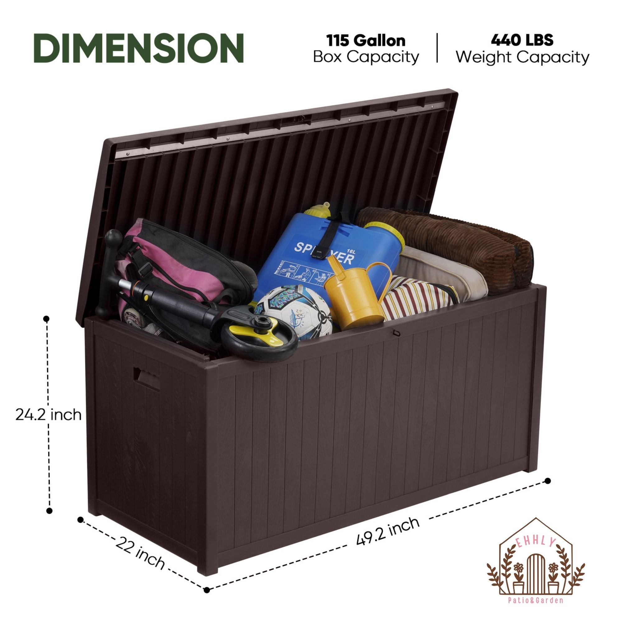 EHHLY Commercial Grade 113 Gallo Deck Box, Brown