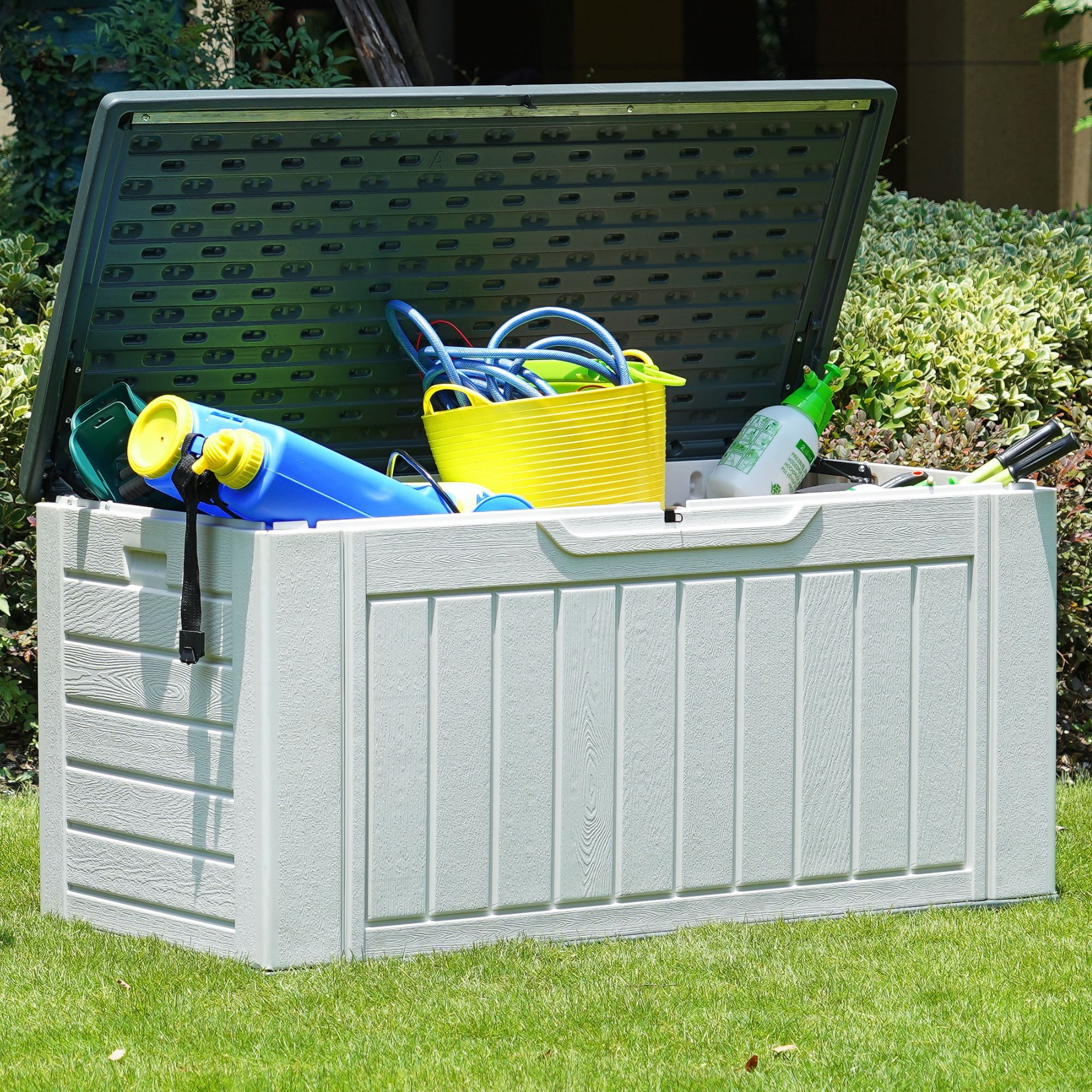 EHHLY Outdoor Storage Box Waterproof, XL 160 Gallon, White