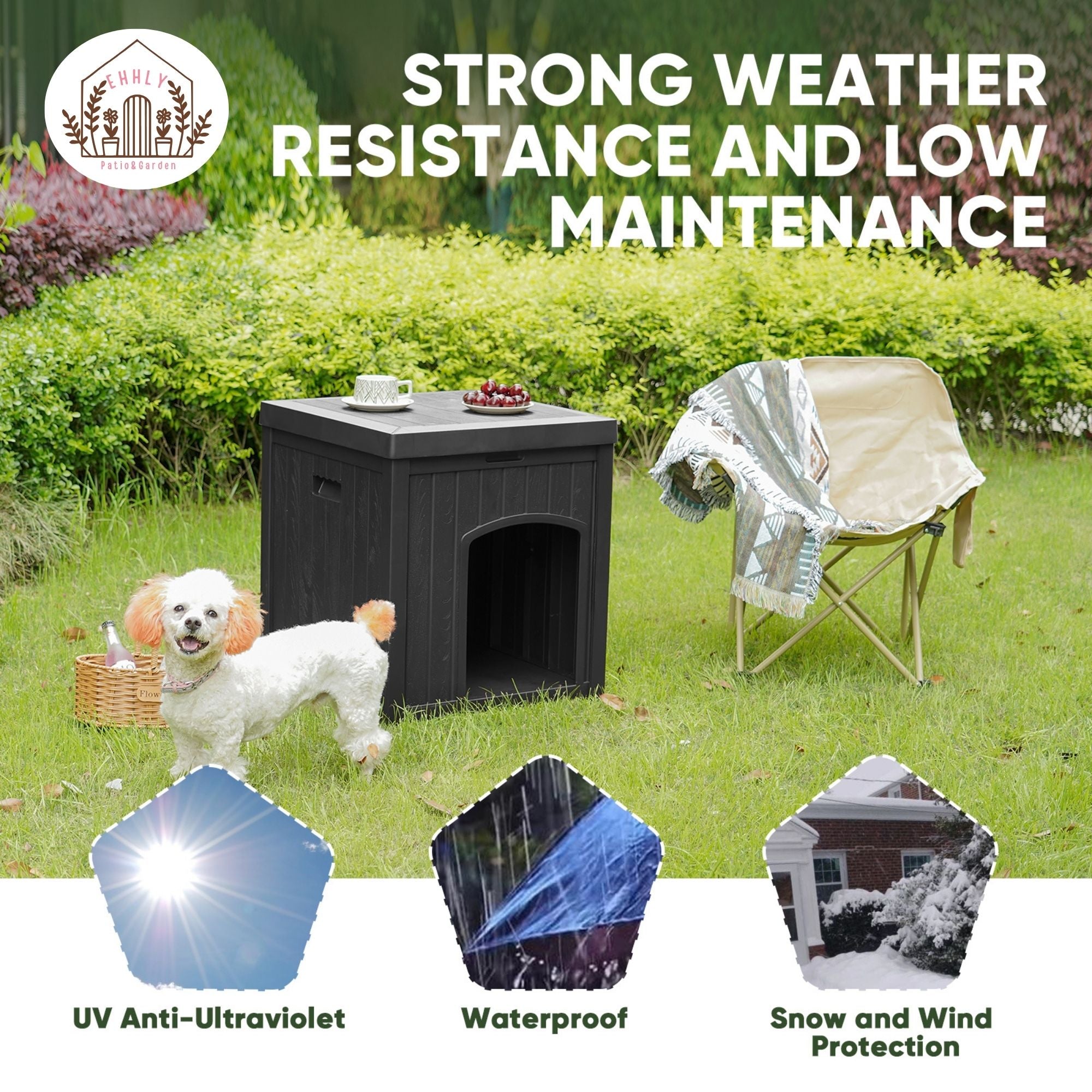 EHHLY Outdoor Cat House for Winter Waterproof, Black