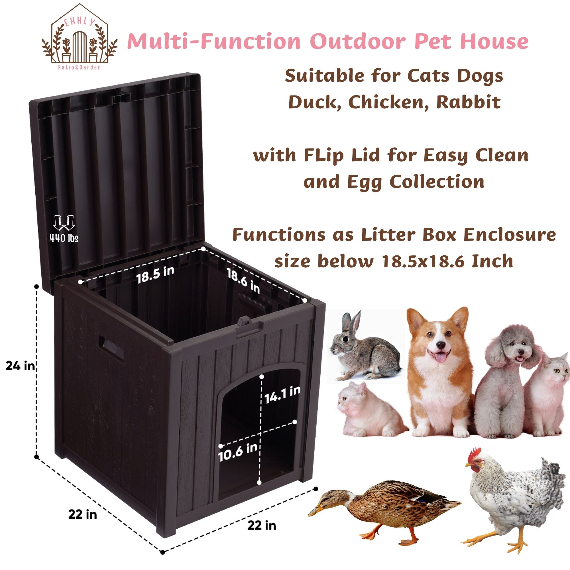 EHHLY Outdoor Cat House for Winter Waterproof, Brown