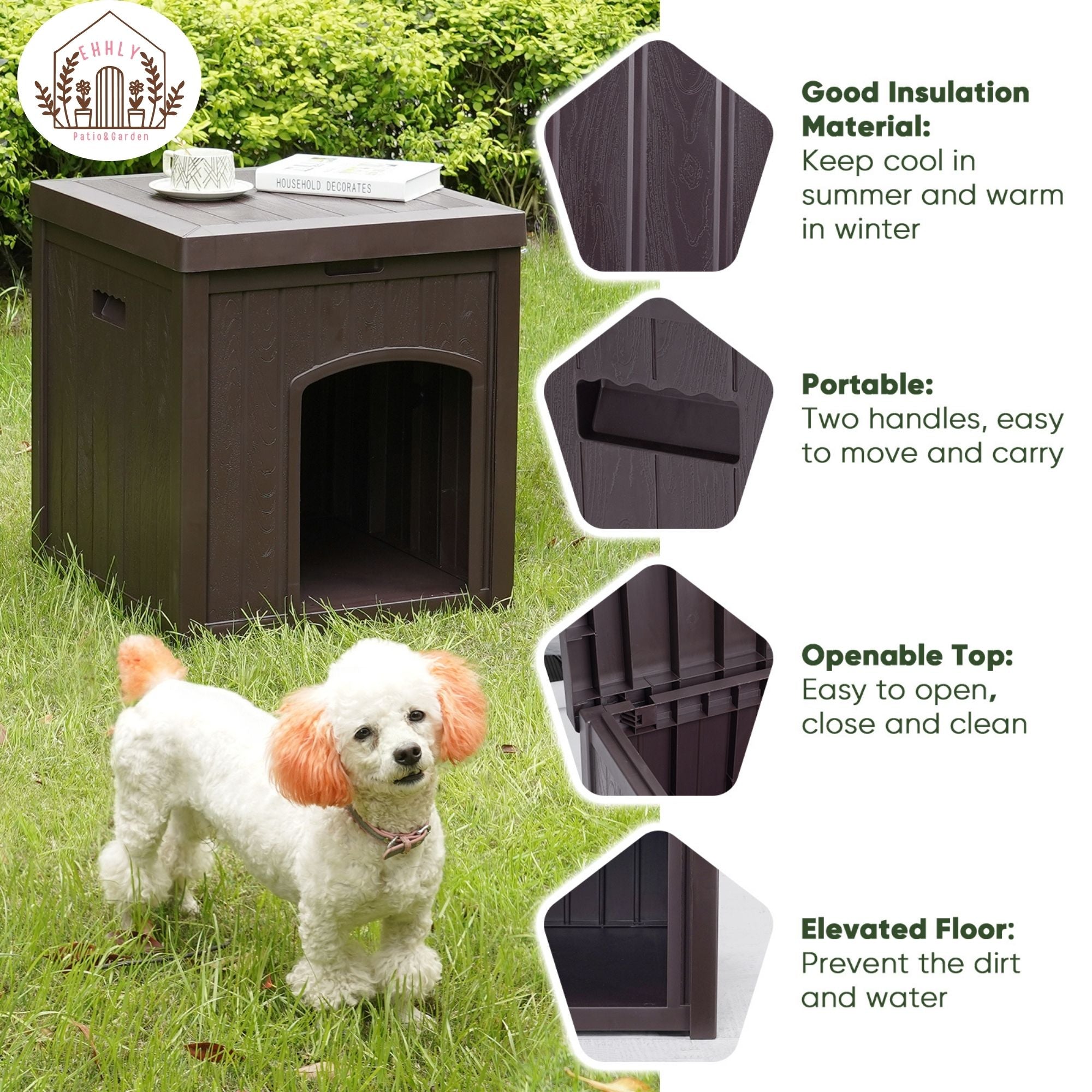 EHHLY Outdoor Cat House for Winter Waterproof, Brown