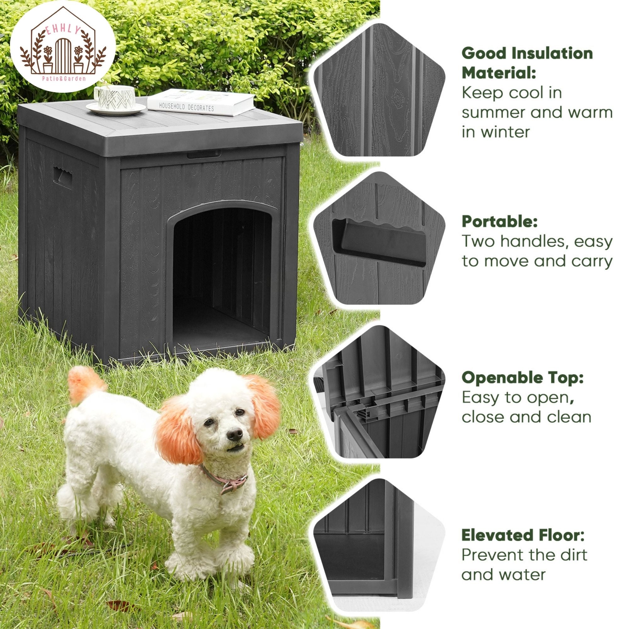 EHHLY Outdoor Cat House for Winter Waterproof, Grey