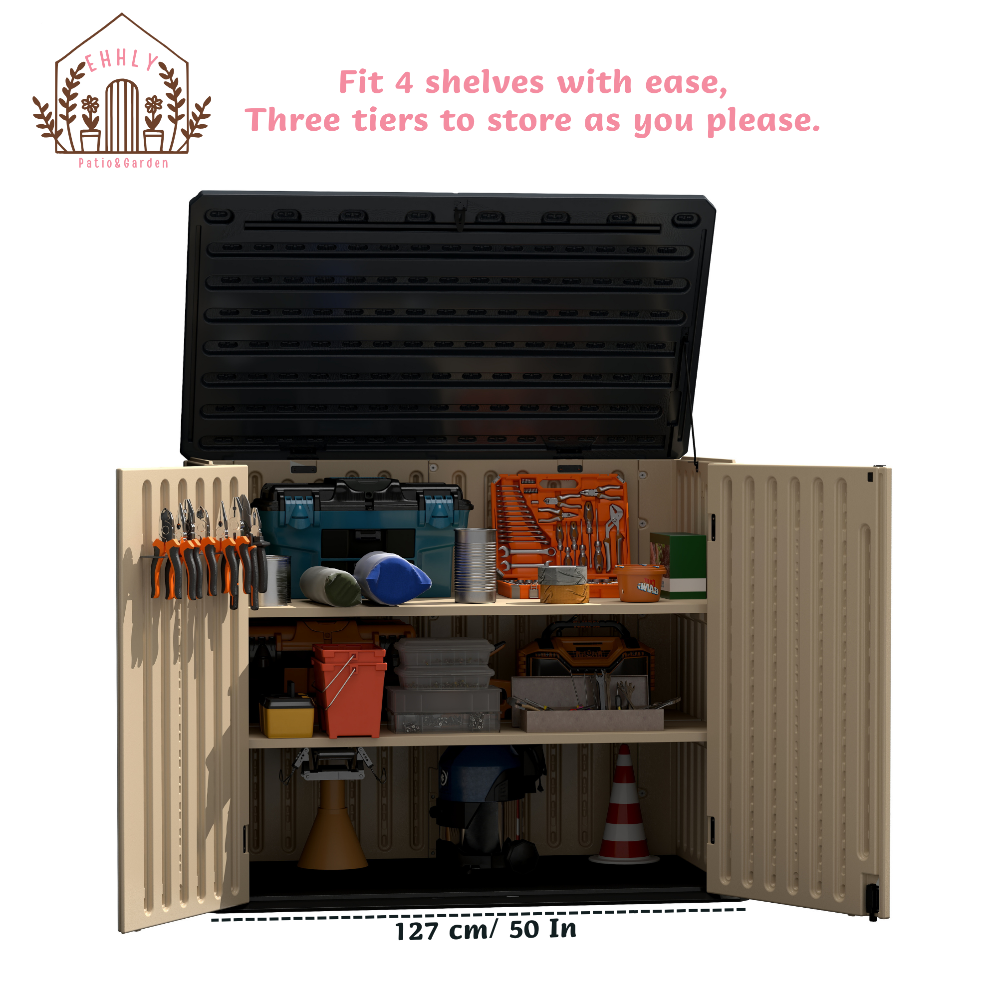 EHHLY 2pcs Storage Shed Shelf, Brown