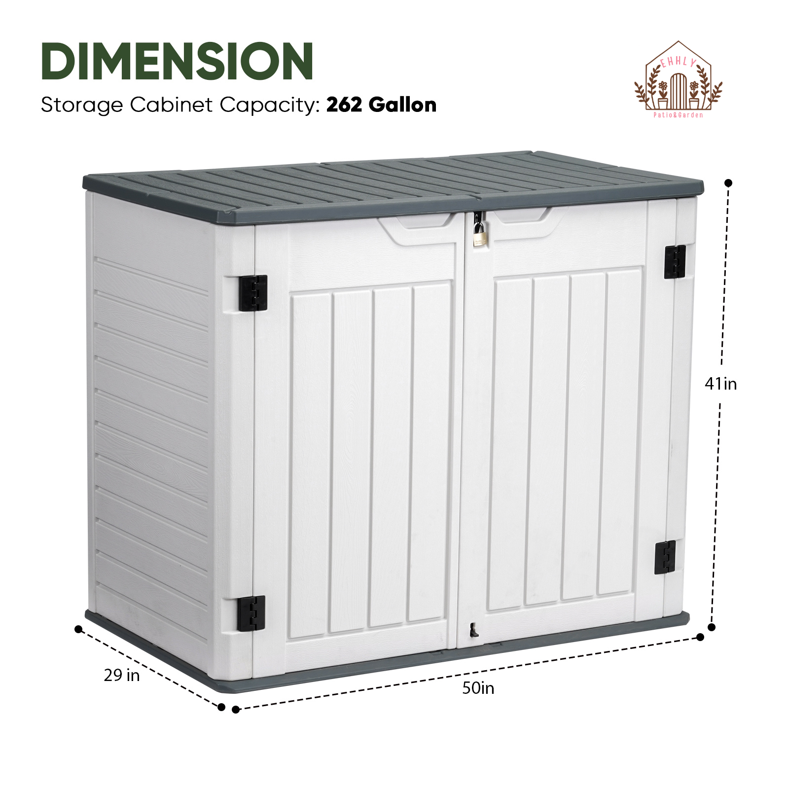 EHHLY 35 Cuft Outdoor Storage Shed with Floor, w/o Shelf