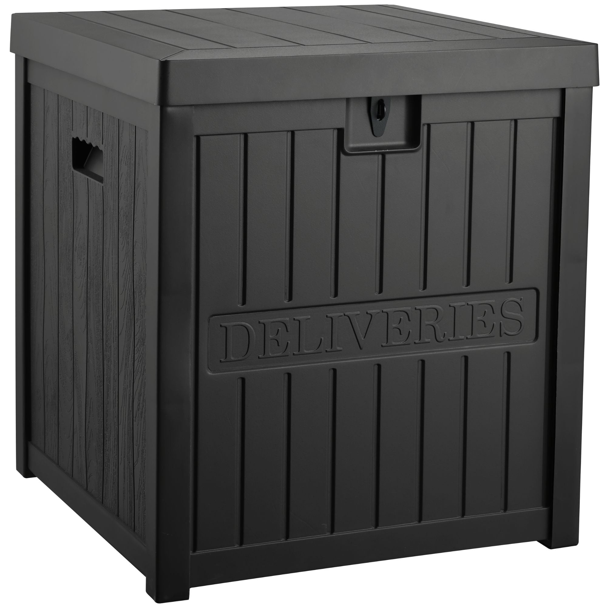 EHHLY 51 Gallon Resin Package Delivery Box for Outside, Lockable Secure Package Bin Delivery Box for Front Porch, Black