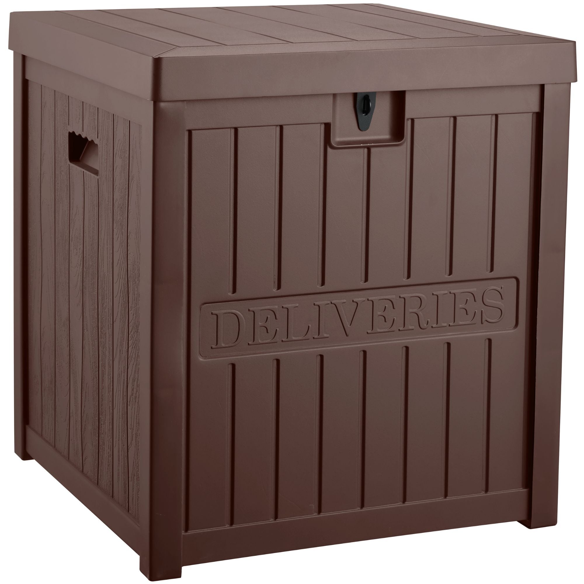 EHHLY 51 Gallon Resin Package Delivery Box for Outside, Lockable Secure Package Bin Delivery Box for Front Porch, Brown