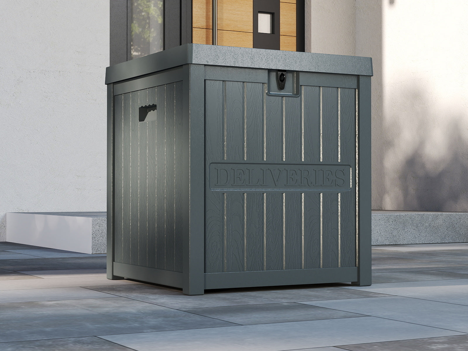 EHHLY 51 Gallon Resin Package Delivery Box for Outside, Lockable Secure Package Bin Delivery Box for Front Porch, Grey