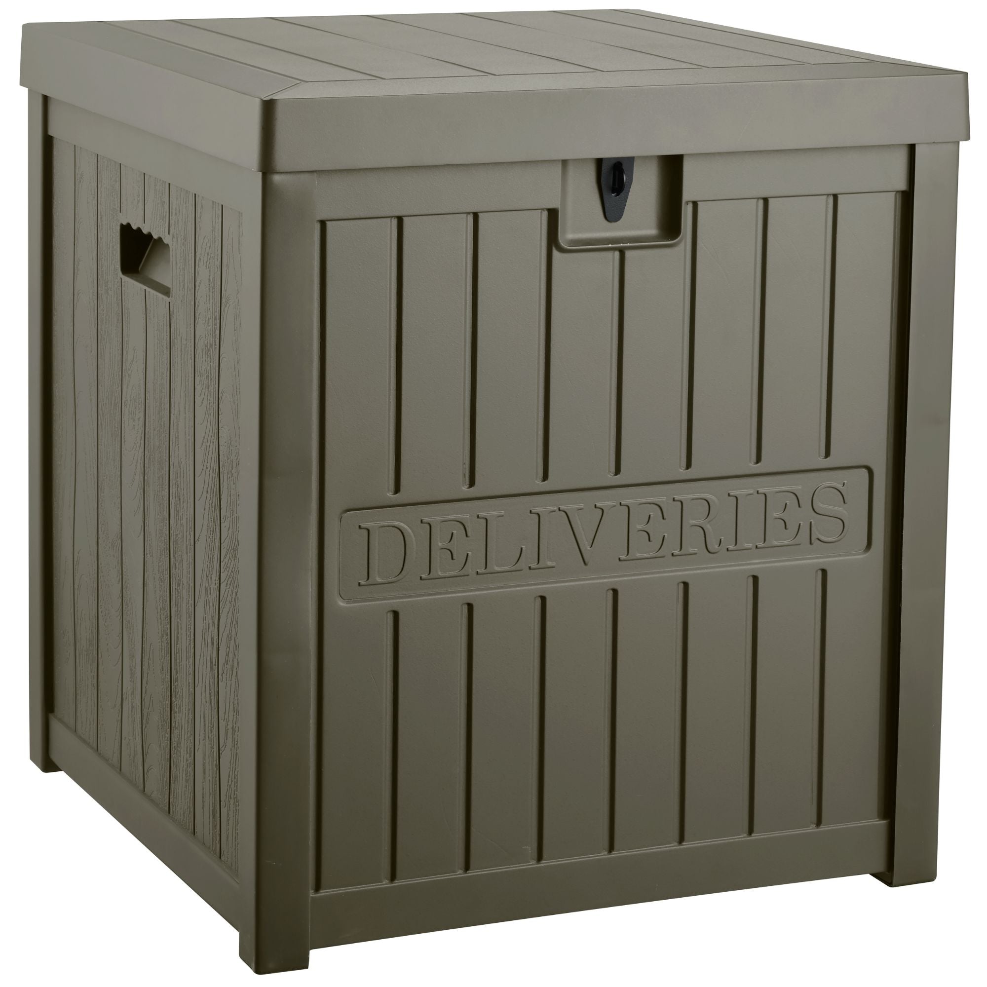 EHHLY 51 Gallon Resin Package Delivery Box for Outside, Lockable Secure Package Bin Delivery Box for Front Porch, Olive Grey