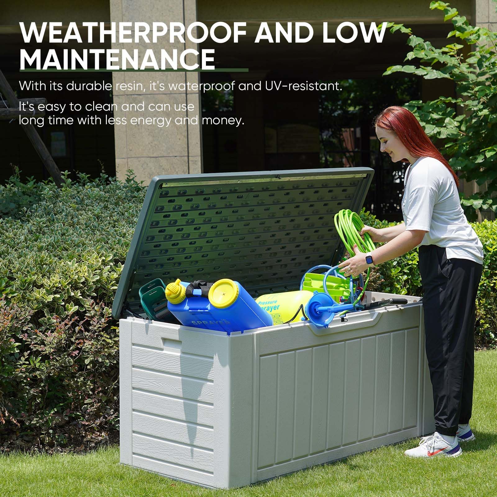 EHHLY Outdoor Storage Box Waterproof, XL 150 Gallon Patio Cushions Storage Boxes Outside Storage Containers