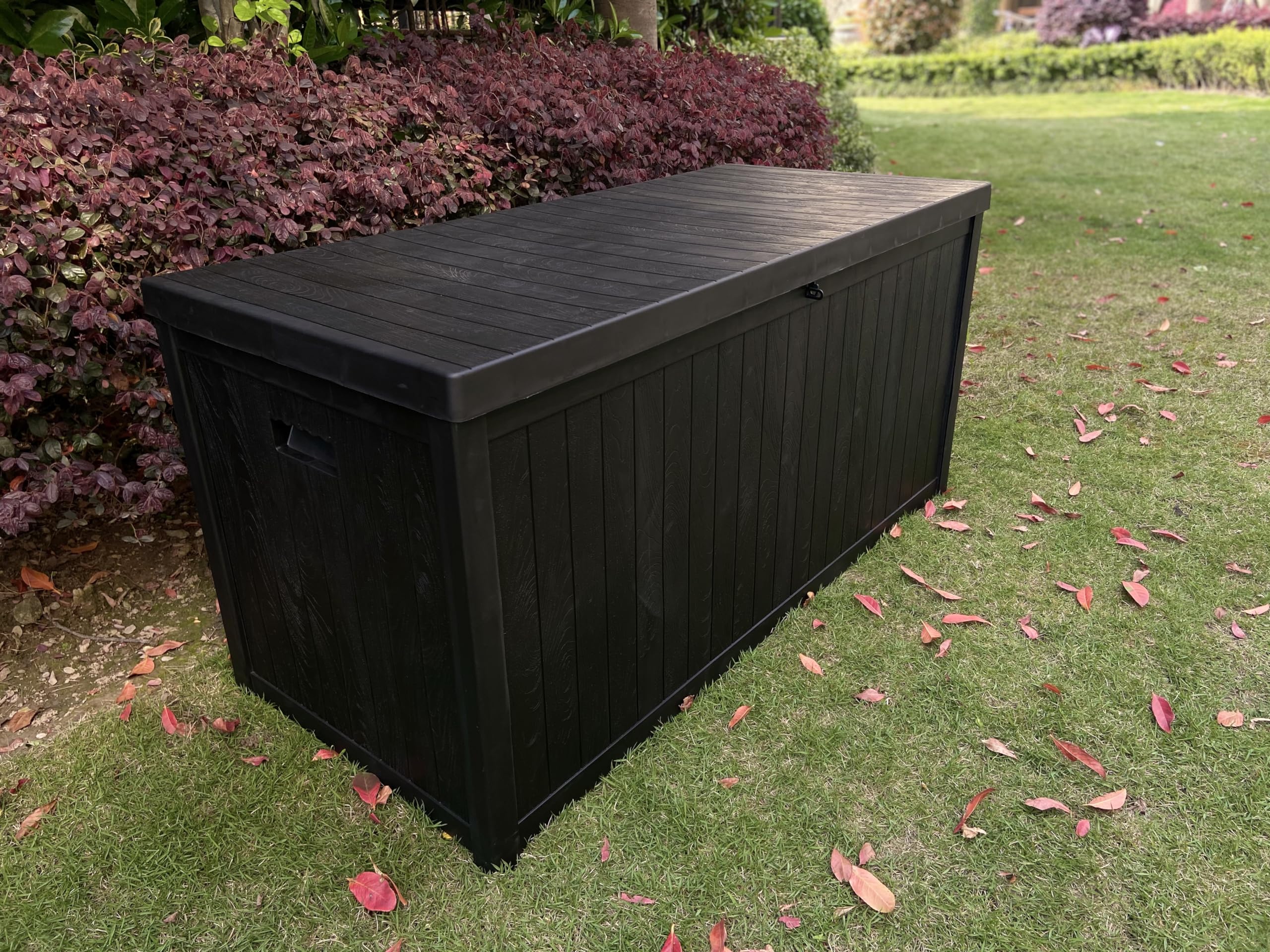 EHHLY Commercial Grade Deck Box, 113 Gallon Outdoor Storage Box Large, Black