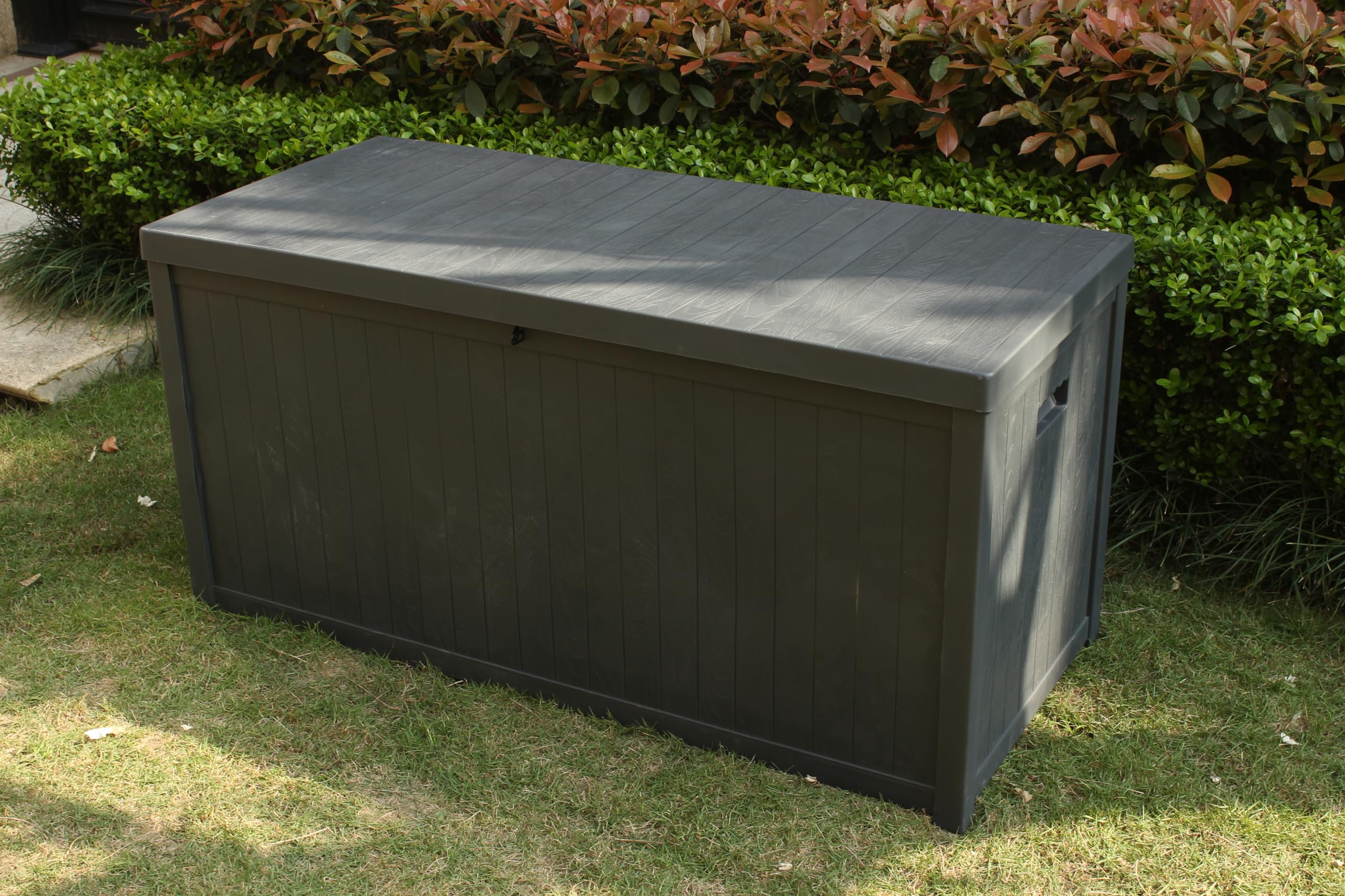 EHHLY Commercial Grade Deck Box, 113 Gallon Outdoor Storage Box Large, Grey